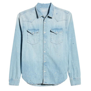 Chemise en jean bleu premium pour homme, chemise boutonnée élégante et décontractée à manches longues, coupe classique confortable, idéale pour tous les jours et les activités de plein air - Product Image 1