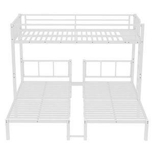Letto a Castello Triplo in Metallo Bianco con Letto Singolo XL Sopra e Letti Singoli per Bambini con Caratteristiche Twin Over Twin - Product Image 6