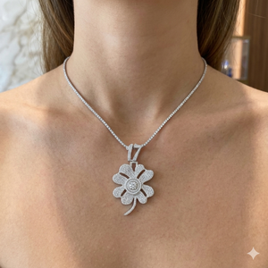 Men's Hip Hop Fine Rapper Jewelry Iced 925 <b>Silver</b> Moissanite Flower Lucky <b>Initial</b> Number Custom Charms Big <b>Pendant</b> Party Rhodium - Product Image 3