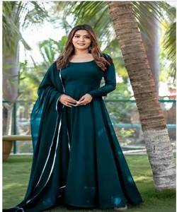 Women <b>Emerald</b> <b>Green</b> Regular Vintage Anarkali <b>Suit</b> Dupatta Quick Dry Elegant Party Wear Indian Pakistani Style Dress 87243 RUDRA - Product Image 2