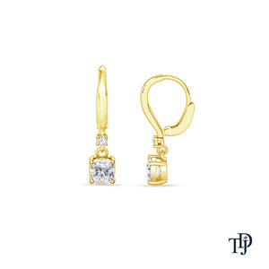 ต่างหูเพชรทรงคุชชั่นคัท 14K ทองคำ ประดับเพชรเลี้ยงในห้องปฏิบัติการ - Product Image 2