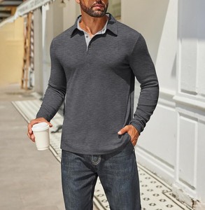 Camiseta Deportiva de Manga Larga para Hombre, Tejido Transpirable de Spandex/Algodón, Ajuste Atlético Cómodo, Ropa de Entrenamiento de Golf - Product Image 3