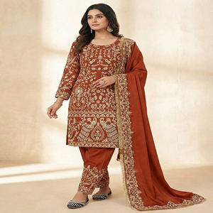 Traje Tradicional de Diseñador, Farshi Salwar Kameez de Seda, Bordado con Lentejuelas, para Bodas y Fiestas Indias y Pakistaníes - Product Image 1