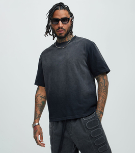 Camisetas de Streetwear con Logotipo Personalizado de Marca Privada para Hombre, Talla Grande, Algodón Grueso, Lavado Ácido, Estampado Vintage - Product Image 1