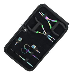 Professional Hair Extension <b>Tools</b> <b>Kit</b> Microbeads Crimping Remover Plier Hook Scissor Parting Finger Rexine Case salon use - Product Image 6