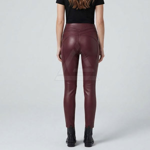 Leggings de cuero para mujer, pantalones elásticos ajustados de cintura alta para fiesta, uso diario informal y elegante - Product Image 4
