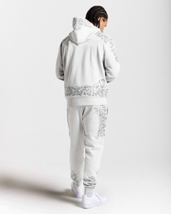 OEM Custom Screen Print Mens Casual Cotton <b>Fleece</b> <b>Hoodie</b> and Jogger Tracksuit Set Washed Streetwear Pullover Sweatshirt Outfit - Product Image 2
