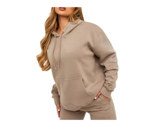 Sudadera con Capucha Azul para Mujer, Corte Regular, Manga Larga, Color Sólido, Tejido de Algodón, Informal, para Otoño - Product Image 3