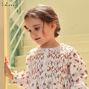 Smocked hoa hàng đầu và rộng wale vải to sợi quần đặt ODM OEM Cô Gái Quần Áo Bộ Romper cho bé trai trẻ em quần áo-dr4278 - Product Image 2