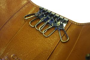Top Quality Castello Unisex Key Holder <b>Wallet</b> Genuine Cowhide Vegetable Tanned Leather S/Snap New Release 5 Colors Polyester - Product Image 4