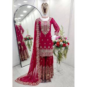 Ensemble de haut et de dupatta de fête pour femmes - Sarara et dupatta fantaisie - Product Image 2