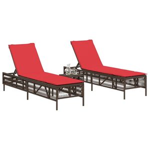 Chaise longue de patio en rotin PE brun, design standard, mobilier de relaxation extérieur - Product Image 3