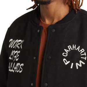 Blouson aviateur à manches en cuir brodé chenille de laine personnalisé OEM pour hommes - Product Image 4