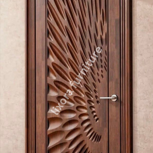 Puerta de Madera Sólida Tallada en 3D con Diseño de Ondas, Moderna y de Lujo, Hecha a Mano, con Textura Artística para Decoración de Interiores - Product Image 3