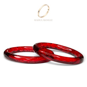 Bracelets en verre cristal effet gelée, finition lisse, couleurs assorties, style designer, bijoux indiens cachemiriens, vente en gros - Product Image 2