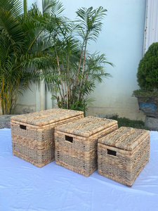 Hand-woven Seagrass Water Hyacinth <b>Baskets</b> Eco-friendly storage solutions for apparel toys decor. - Product Image 3
