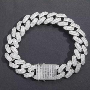 Men's 925 Silver Rhodium Plated Chain Bracelet With Zircon Inlay Hiphop Style Everyday Wear - Product Image 4