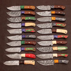Lot de 20 couteaux en acier Damas avec manches en bois pour le camping et la randonnée en plein air, avec étui en cuir - Product Image 3