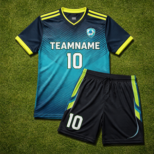 Tenue de football personnalisée pour clubs et équipes, séchage rapide, respirante, tissu 100% polyester, nom et numéro du joueur sublimés sur mesure - Product Image 1