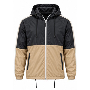 Windbreaker <b>Jacket</b> for <b>Men</b> <b>Lightweight</b> Outdoor Training Water Resistant Full Zip Hooded Sportswear Bulk Order Wholesale Supplier - Product Image 1