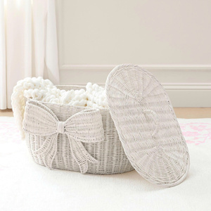 A Touch Of Whimsical Style Adorned With A Flouncy Bow And Topped With A Lid To Contain Clutter <b>Storage</b> Basket - Product Image 3