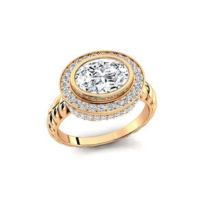Bague solitaire en or massif 14K 18K avec diamant de laboratoire ovale de 2 carats, bijoux fins faits à la main, certifiés IGI, luxe unisexe - Product Image 3