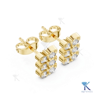ต่างหูเพชรเลียนแบบทรงสแกลลอปประดับเพชร 6 เม็ด ทองคำแท้ 14K 18K เครื่องประดับผู้หญิงชั้นดี ของขวัญวันครบรอบแต่งงาน - Product Image 5