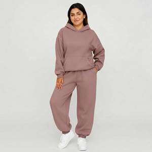 Conjunto Deportivo de Dos Piezas para Mujer, Invierno, Color Sólido, Largo, Alta Calidad, Personalizado, Tela de Forro Polar, para Correr y Entrenar - Product Image 2