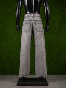 Meilleurs Jeans Droits Imprimés Effet Vieilli Taille Moyenne en Denim Délavé Style Streetwear pour Hommes - Product Image 3
