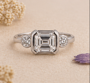 Luxury Asscher Cut Diamond <b>Ring</b> 14K 18K Gold Bezel <b>Set</b> Engagement <b>Ring</b> Side Stone Minimalist <b>Women</b> Jewelry - Product Image 6