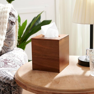 Boîte à mouchoirs en bois naturel, forme carrée personnalisée, qualité supérieure, idéale pour la maison, le bureau, accessoires de bureau, en gros - Product Image 1