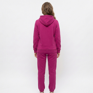 Fournisseur de premier plan : Ensemble de survêtement en molleton de coton à capuche pour femme, hiver, uni ou imprimé, sur mesure, coupe classique - Product Image 2