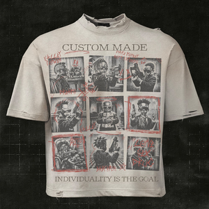 Camiseta Personalizada Estilo Punk con Estampado de Calavera, Cuello Redondo, Manga Corta, Unisex, 100% Algodón Jersey, Corte Regular, para Todas las Temporadas - Product Image 3