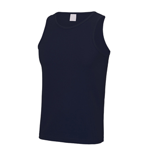 Camiseta sin mangas de punto azul marino para hombre, cuello redondo, color liso, informal, talla grande, ropa deportiva - Product Image 1