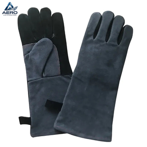 Guantes de Soldadura de Cuero Serraje Azul con Diseño de Puño Extralargo Personalizado, Resistentes al Calor, Protección Completa para el Brazo, Novedad - Product Image 3