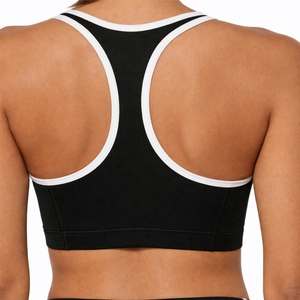 เสื้อชั้นในกีฬาสำหรับผู้หญิงแบบ Racerback สีดำ ขอบตัดสี รองรับระดับปานกลาง เหมาะสำหรับโยคะ ฟิตเนส ไร้ตะเข็บ ระบายอากาศได้ดี ยืดได้สี่ทิศทาง - Product Image 5