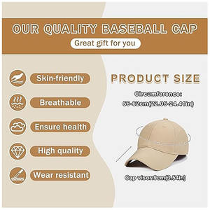 Casquette de baseball unisexe réglable en coton, casquette unie pour broderie de logo personnalisé - Product Image 2