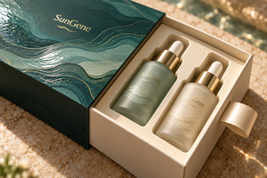 กล่องบรรจุภัณฑ์ผลิตภัณฑ์บำรุงผิวแบบริบบิ้นคู่ รุ่น Custom Jade Tidal Serum - Product Image 4