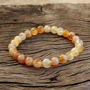 Pulsera de Cuentas de Cuarzo Citrino Natural de 6mm/8mm, Cristales Redondos, Piedras Preciosas Elásticas, Feng Shui y Reiki - Product Image 2