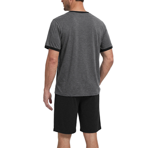 Ensemble T-shirt et short décontracté d'été pour hommes, personnalisable, couleur unie, manches courtes, écologique, haute qualité, vente en gros - Product Image 6