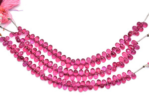 AAA Tourmaline 6mm-10mm Faceted Teardrop Briolette Natural <b>Pink</b> Rubellite Tourmaline Hydro Quartz Gemstone Drop Bead for Jewelry - Product Image 2