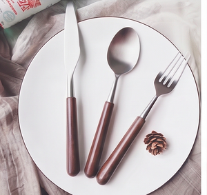 Modern Wooden Handle <b>Steak</b> <b>Knife</b> Matte Polish Stainless Steel Minimalist Design For Tableware Use And Restaurant Use - Product Image 1