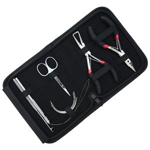 Complete Hair Extension Tools Kit 3-Hole Crimping MicroLink Removal Plier Pulling Hook Threading Loop Mini Scissor <b>Needle</b> Set - Product Image 1