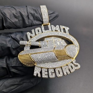 Pendentif Thème No Limit Records en Moissanite Plaqué Argent avec Strass en Cristal, Breloque Hip Hop, Bijou Unisexe Tendance - Product Image 5