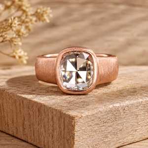 Bague de luxe surprise en or massif 14 carats avec diamant de laboratoire taille coussin 1,20 carat serti clos, bijoux fins pour homme et femme, cadeau pour mariage - Product Image 6