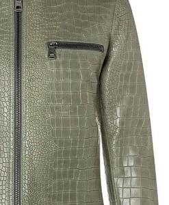 Chaqueta de Cuero de Oveja con Grabado de Cocodrilo de Alta Calidad para Mujer, Chaqueta de Motera Vintage, Logotipo Personalizado, Venta al Por Mayor de Fábrica - Product Image 5