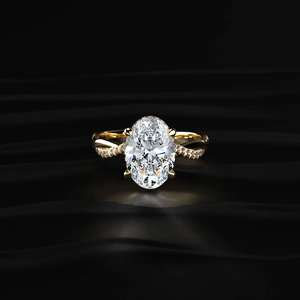แหวนเพชรทรงรี 1.5 กะรัต EF-VS1 เพาะเลี้ยงในห้องปฏิบัติการ ตัวเรือนทอง 14 กะรัต ดีไซน์แหวนแต่งงานแบบแยกส่วน สง่างาม หรูหรา สำหรับผู้หญิง - Product Image 1