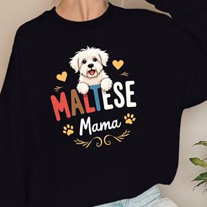 Sweatshirts imprimés pour femmes avec chien maltais et éléments décoratifs Style tricoté décontracté - Product Image 3
