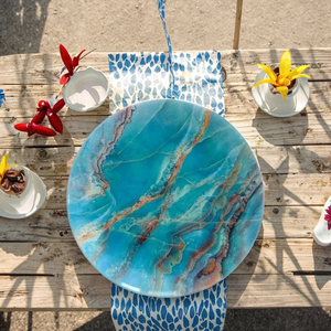 Assiettes décoratives en plastique écologiques SONYA DINNERWARE bleu océan de 13 pouces pour mariage et fête, vente en gros - Product Image 5