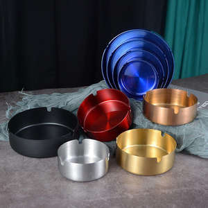 Ensemble de cendriers ronds en laiton, cendrier en métal pour la maison, le bureau, l'hôtel, décoration de table, finition dorée vintage - Product Image 3